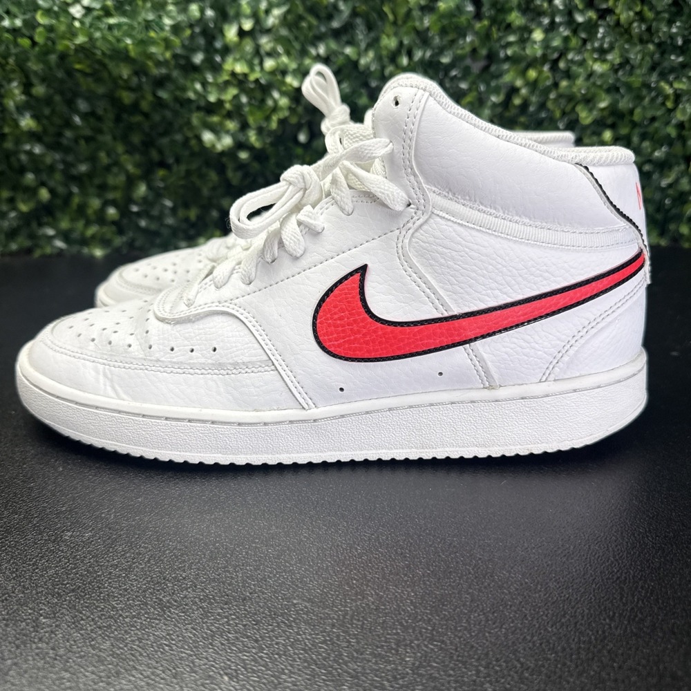 Nike Court Vision Mid Sneakers Womens 9 White/Flash Crimson CD5436 102 Shoes